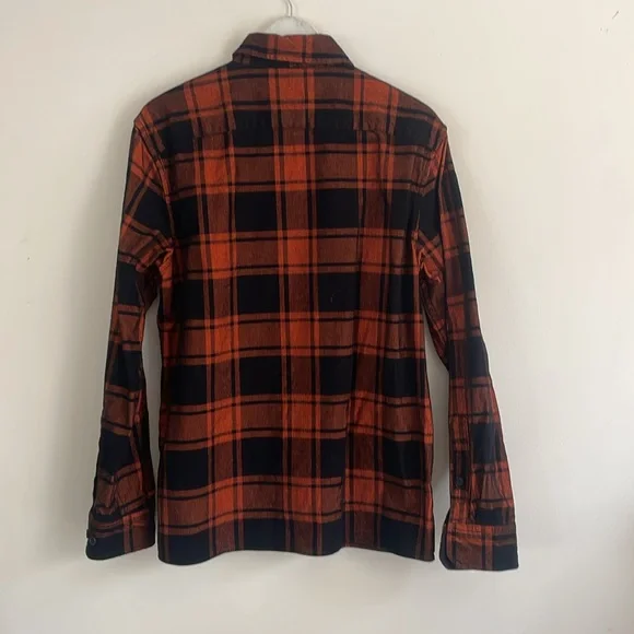 Banana Republic plaid corduroy shirt black and orange - Picture 2 of 5